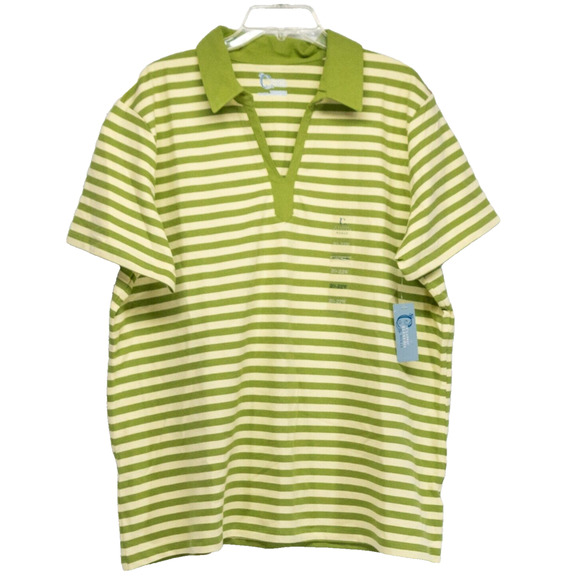 Women's Plus Size 20/22 CLASSIC ELEMENTS Striped Cotton Blend Polo Shirt - Picture 1 of 5
